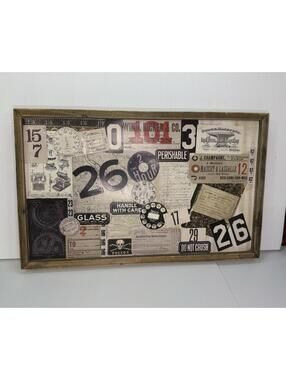 Industrial Vintage Collage Wall Art – Wood Frame Decor